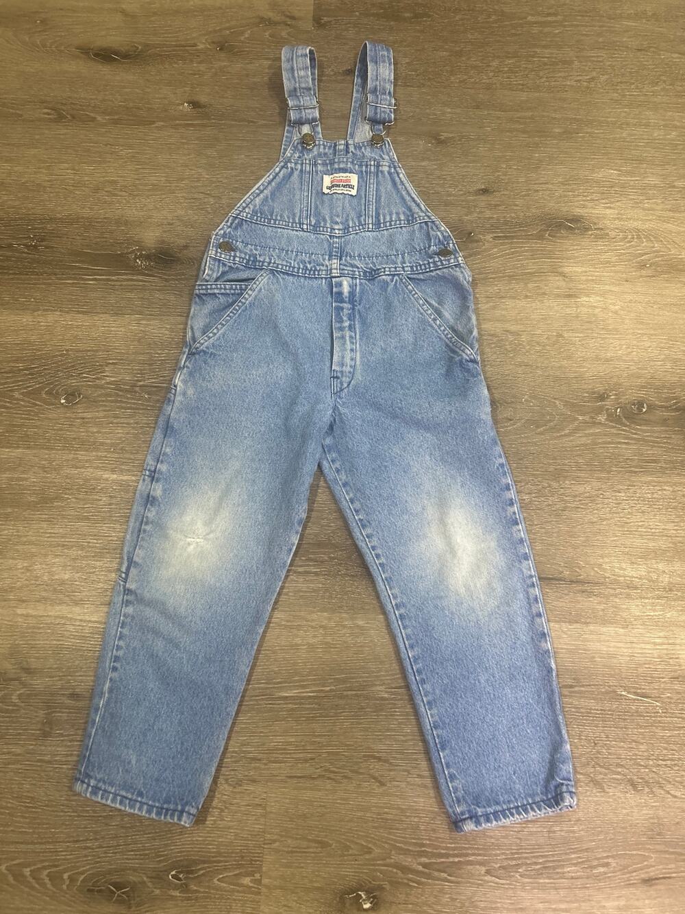 Vintage OshKosh B'gosh Denim Overalls Size 6 Made in USA Vestbak 90s Distressed